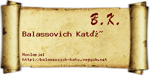 Balassovich Kató névjegykártya